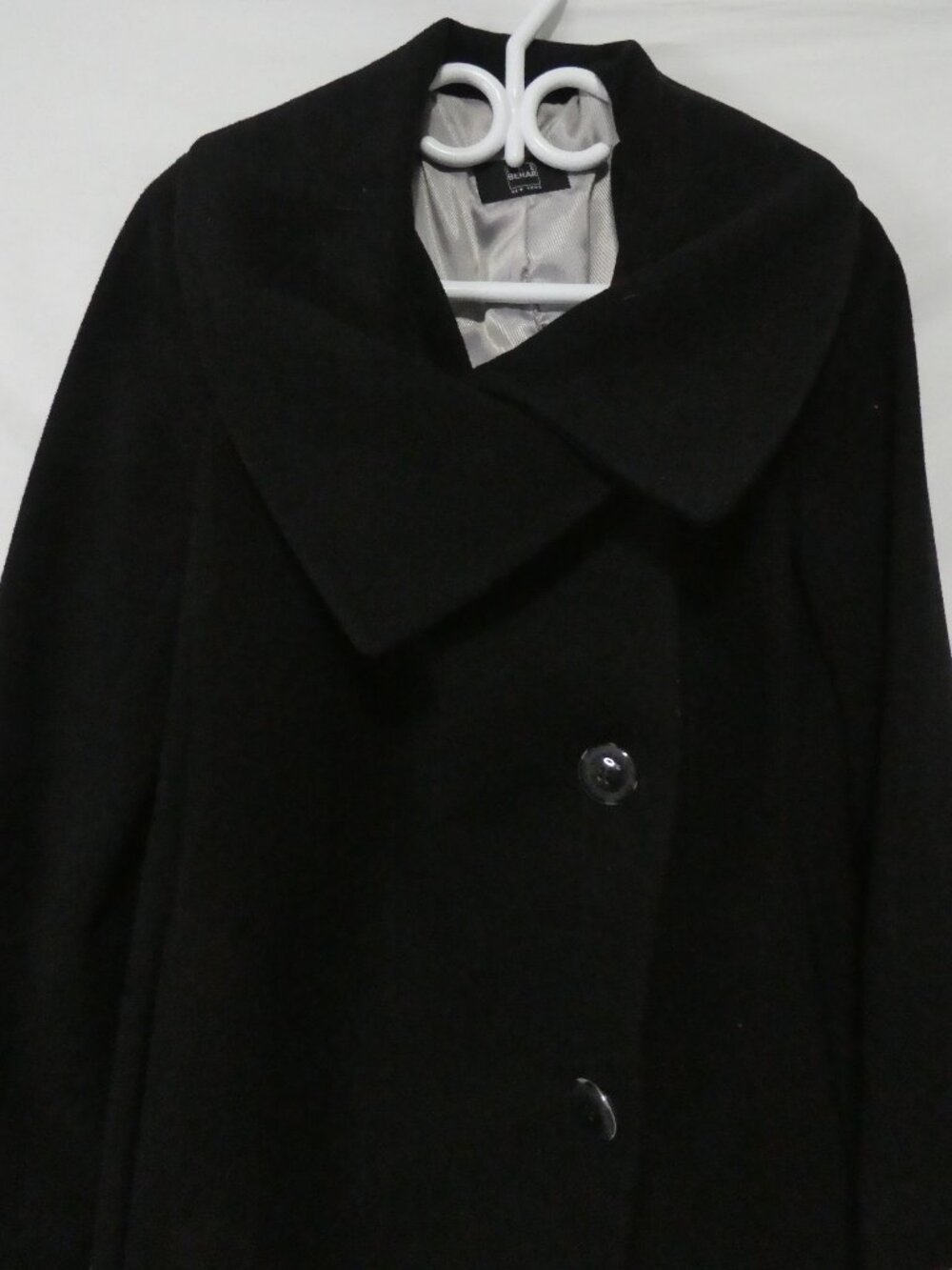 IKE BEHAR Black Wool Blend Shawl Portrait Collar Winter Overcoat Size 6 - Picture 5 of 16